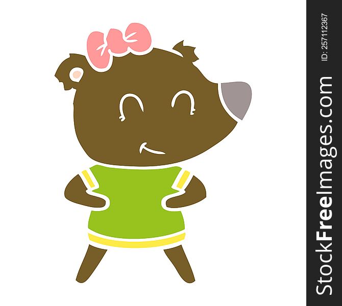 Female Bear Flat Color Style Cartoon