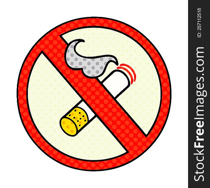 Comic Book Style Cartoon No Smoking Allowed Sign