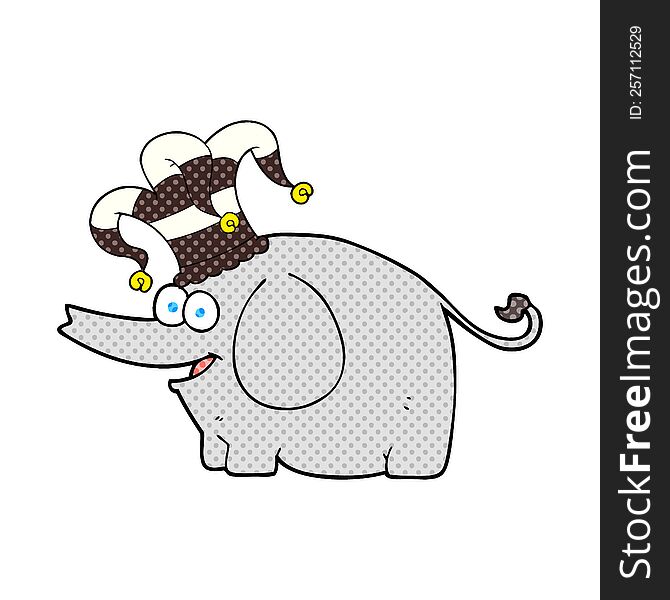 freehand drawn cartoon elephant wearing circus hat