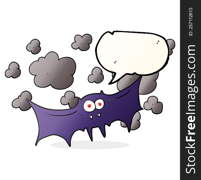 Speech Bubble Cartoon Vampire Bat