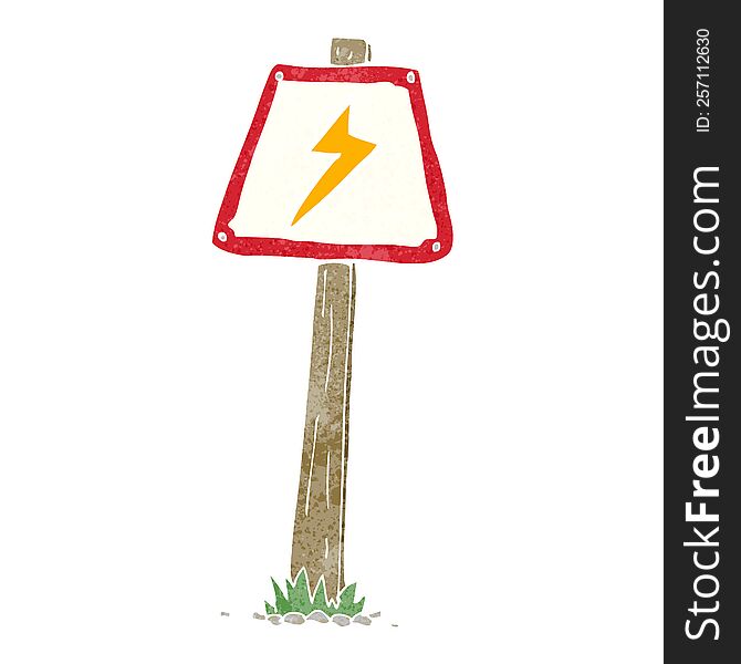 cartoon electrical warning sign