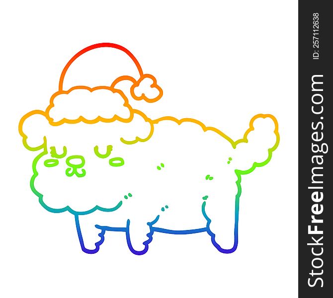 Rainbow Gradient Line Drawing Cute Christmas Dog