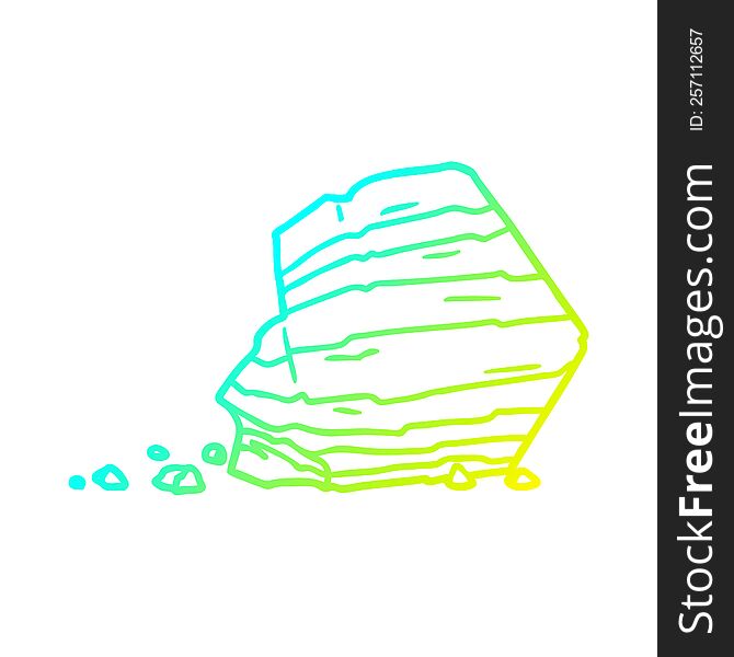 Cold Gradient Line Drawing Cartoon Large Rock