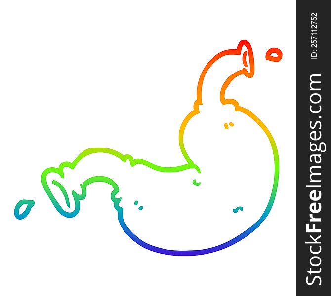 rainbow gradient line drawing of a cartoon human organ