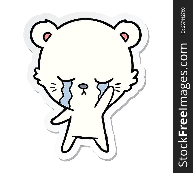 Sticker Of A Crying Cartoon Polarbear