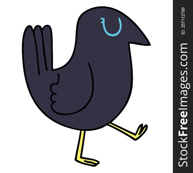 hand drawn quirky cartoon crow. hand drawn quirky cartoon crow