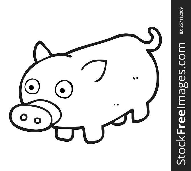 black and white cartoon piglet