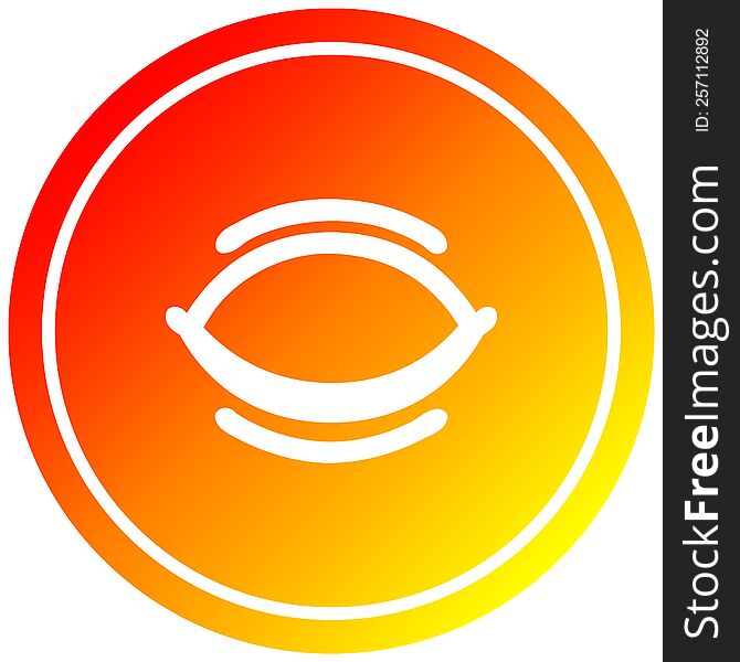 closed eye circular icon with warm gradient finish. closed eye circular icon with warm gradient finish