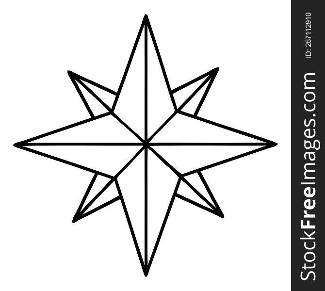 tattoo in black line style of a star. tattoo in black line style of a star