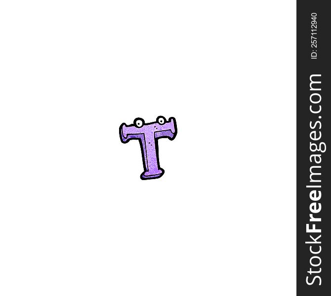 Cartoon Letter T With Eyes