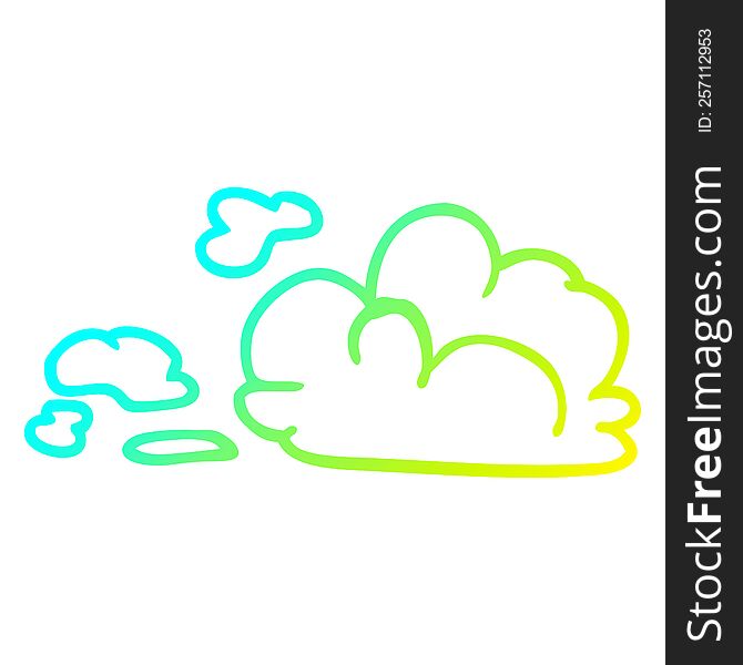 Cold Gradient Line Drawing Cartoon Fluffy White Clouds