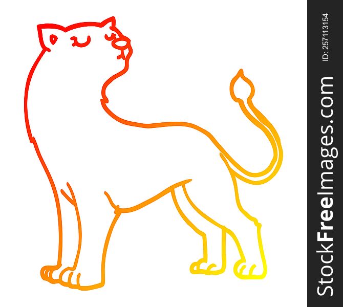 Warm Gradient Line Drawing Cartoon Lioness