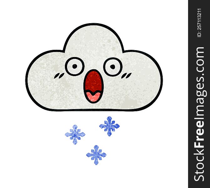 retro grunge texture cartoon of a snow cloud