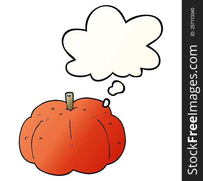 Cartoon Pumpkin And Thought Bubble In Smooth Gradient Style