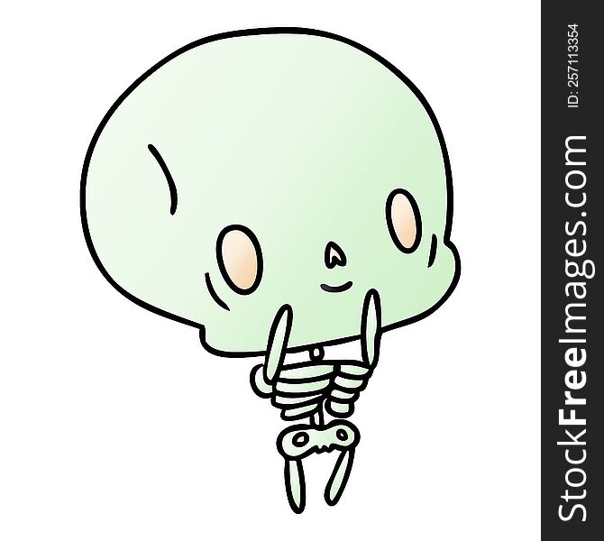 gradient cartoon illustration kawaii cute dead skeleton. gradient cartoon illustration kawaii cute dead skeleton