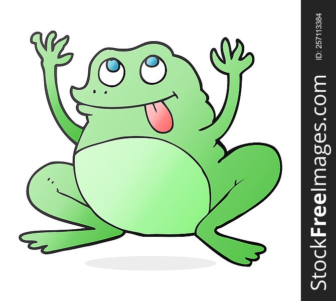 funny freehand drawn cartoon frog. funny freehand drawn cartoon frog