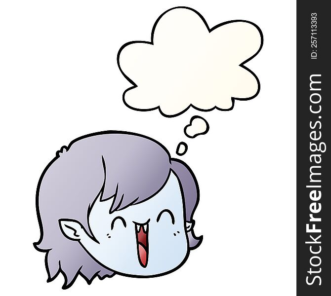 cartoon vampire girl face with thought bubble in smooth gradient style