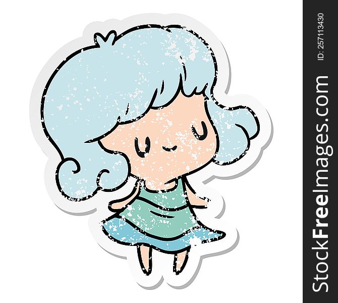 Distressed Sticker Cartoon Kawaii Of Cute Girl