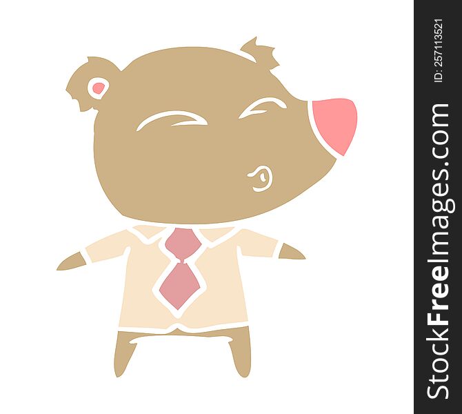 flat color style cartoon whistling bear boss