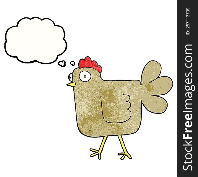 Thought Bubble Textured Cartoon Chicken