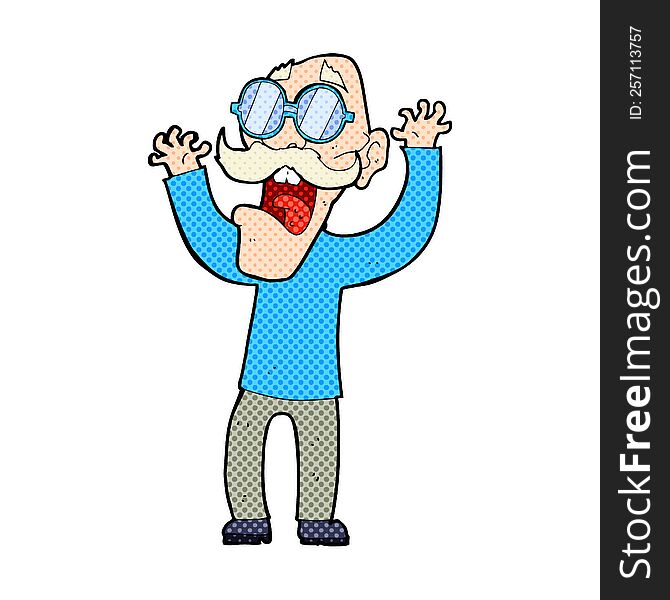 Cartoon Old Man In Glasses