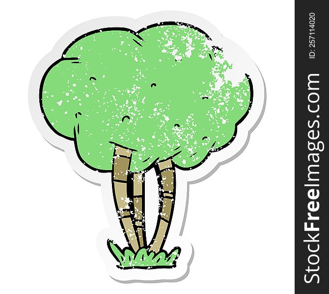 Distressed Sticker Of A Cartoon Tree
