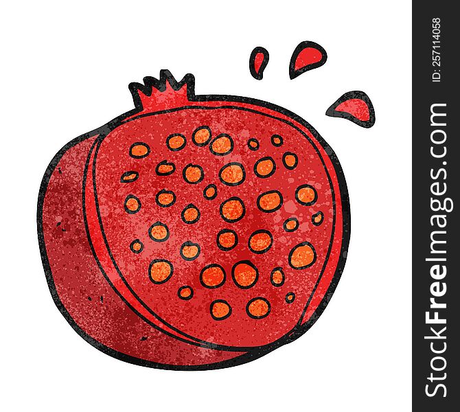 freehand textured cartoon pomegranate