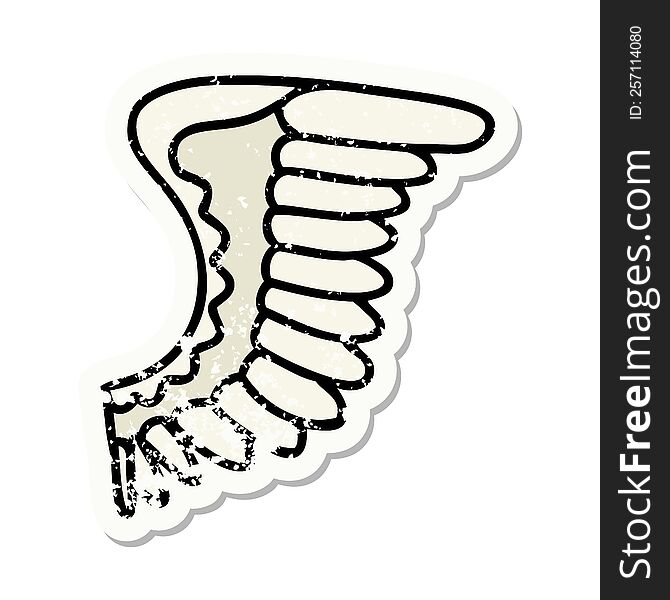 distressed sticker tattoo in traditional style of a wing. distressed sticker tattoo in traditional style of a wing