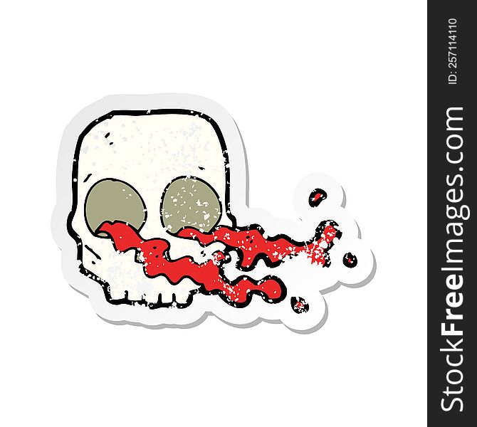 Retro Distressed Sticker Of A Cartoon Gross Skull