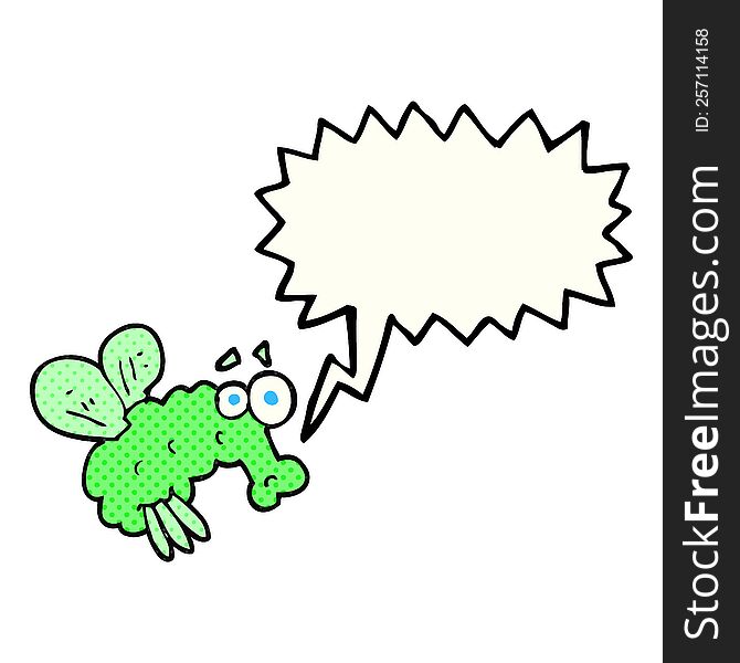 freehand drawn comic book speech bubble cartoon fly