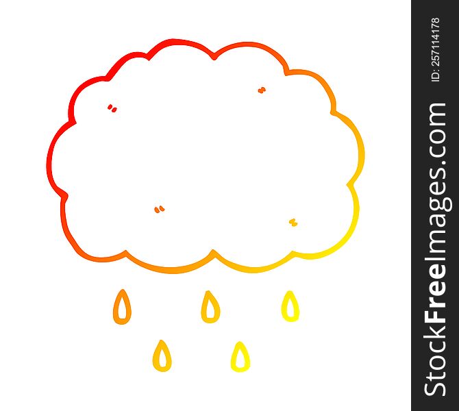 Warm Gradient Line Drawing Cartoon Cloud Raining