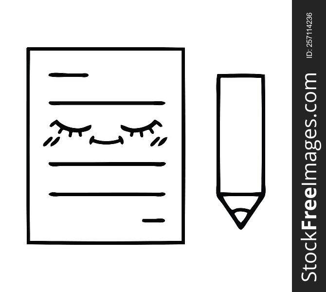 line drawing cartoon test paper