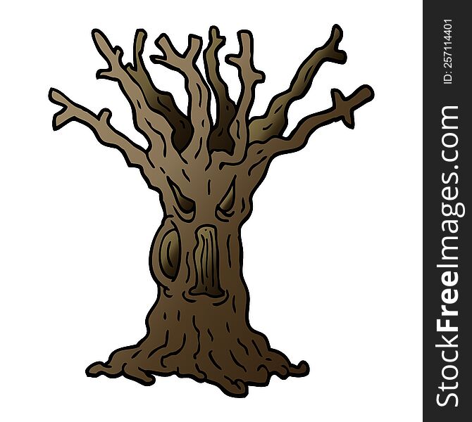 vector gradient illustration cartoon spooky tree