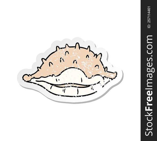 Distressed Sticker Cartoon Doodle Of A Sea Shell