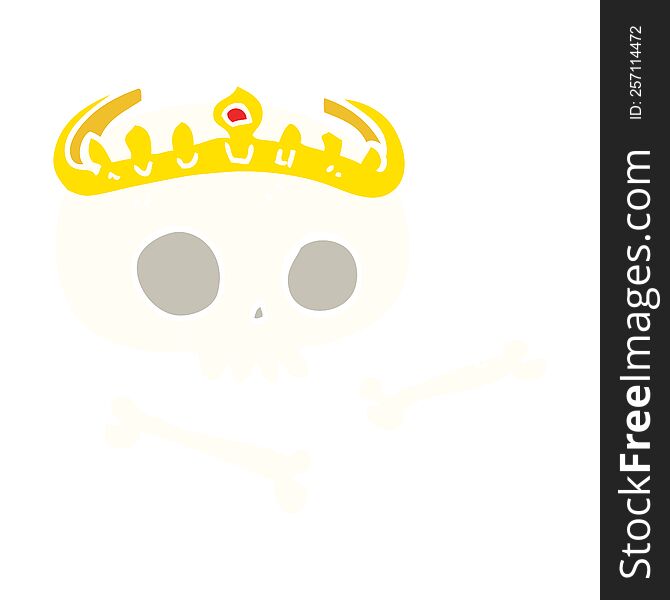 flat color illustration of skull wearing tiara. flat color illustration of skull wearing tiara