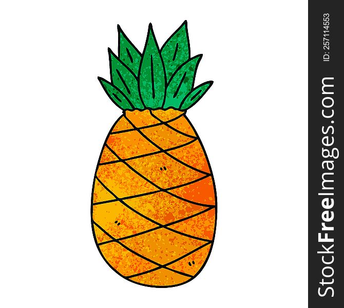 hand drawn quirky cartoon pineapple. hand drawn quirky cartoon pineapple