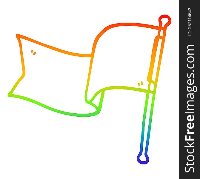 rainbow gradient line drawing of a cartoon red flag