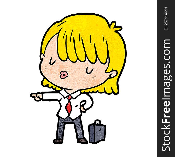 cartoon efficient businesswoman giving orders. cartoon efficient businesswoman giving orders