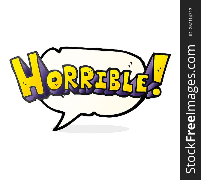 freehand drawn speech bubble cartoon word horrible