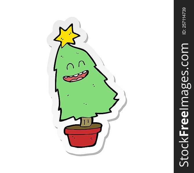 Sticker Of A Cartoon Dancing Christmas Tree