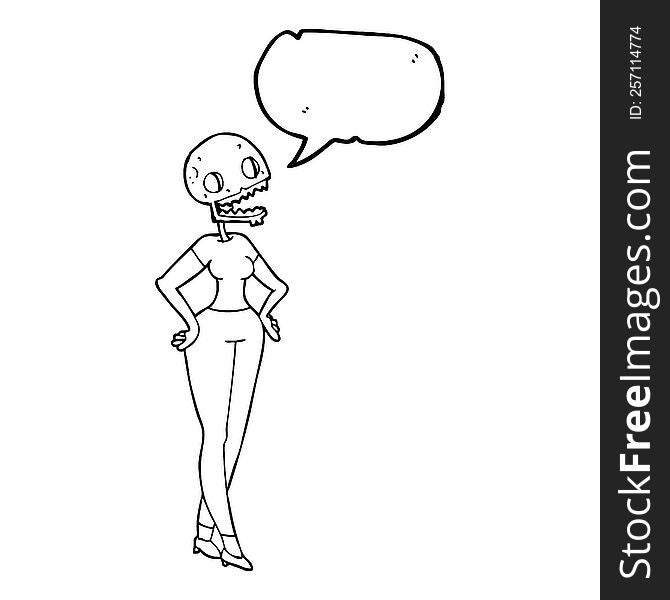 Speech Bubble Cartoon Zombie Woman