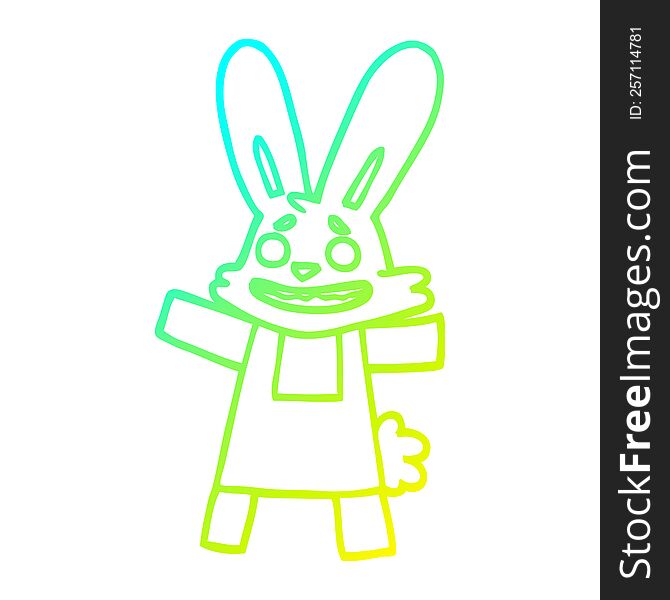 Cold Gradient Line Drawing Cartoon Smiling Rabbit