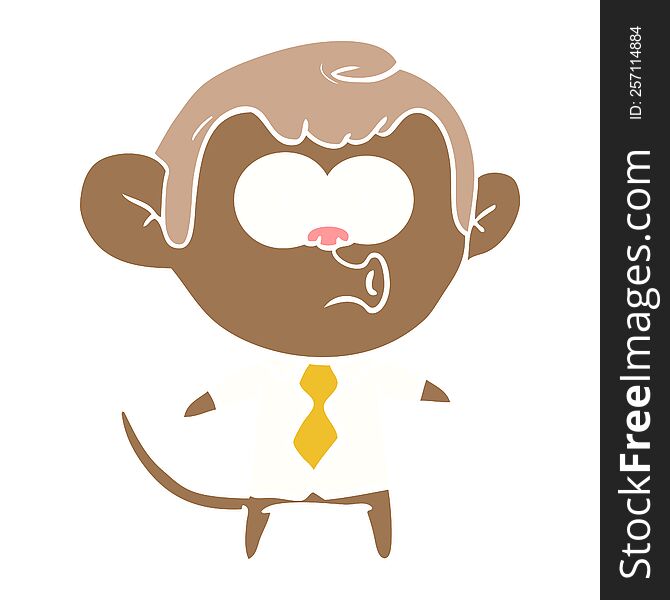 Flat Color Style Cartoon Office Monkey