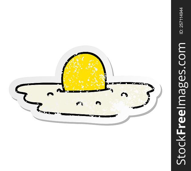 Distressed Sticker Of A Quirky Hand Drawn Cartoon Fried Egg