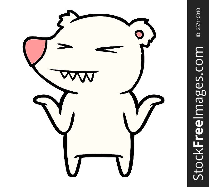 angry polar bear cartoon shrugging shoulders. angry polar bear cartoon shrugging shoulders