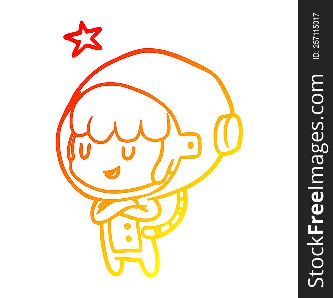 warm gradient line drawing female future astronaut in space suit