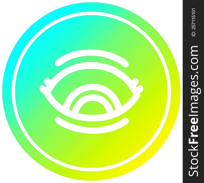 staring eye circular icon with cool gradient finish. staring eye circular icon with cool gradient finish