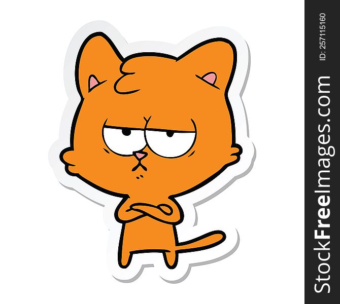 Sticker Of A Bored Cartoon Cat