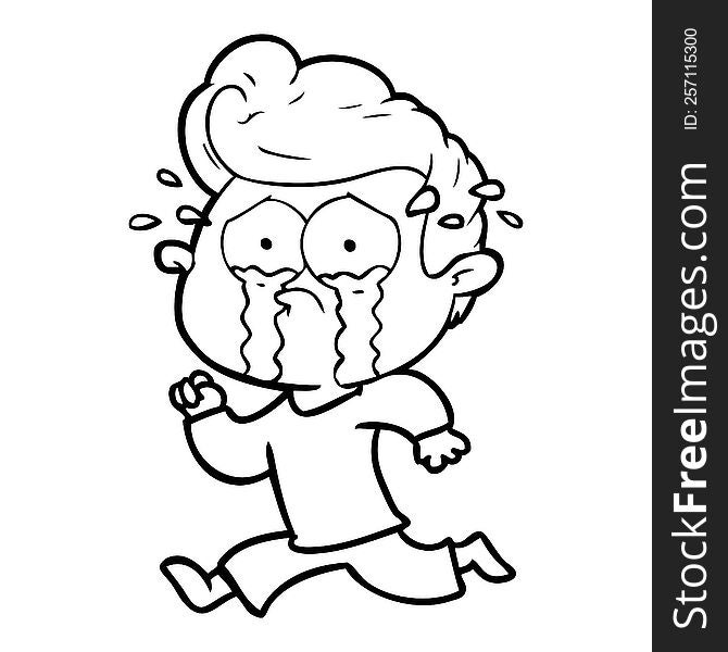 cartoon crying man running. cartoon crying man running