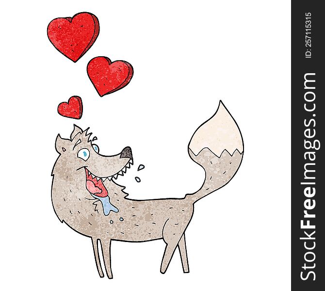Textured Cartoon Wolf In Love